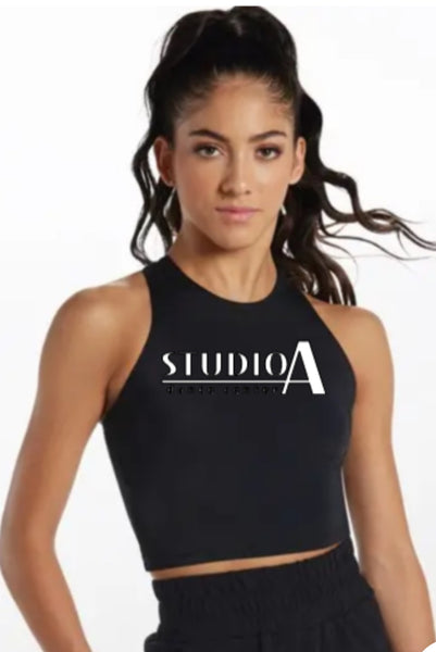 Black Racerback Performance Crop Tank Top