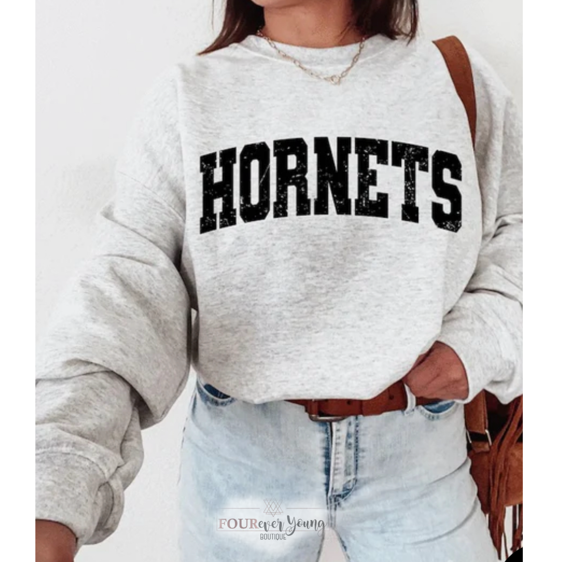 Hornets Distressed Crew Sweatshirt