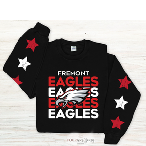 Eagles Stacked Mascot Star Sleeve Crew Sweatshirt
