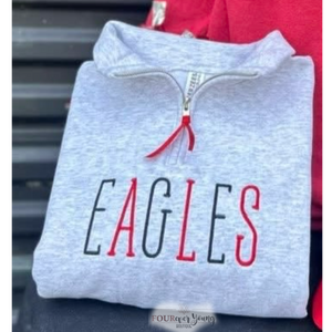 Eagles/Hornets Embroidered Grey Quarter Zip (Adult Only)