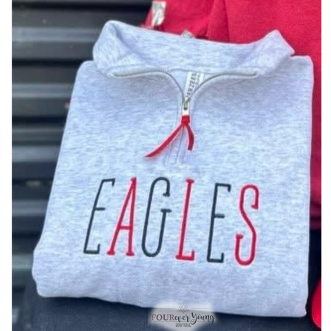 Eagles/Hornets Embroidered Grey Quarter Zip (Adult Only)
