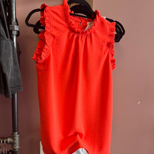 2366 orange ruffle sleeve