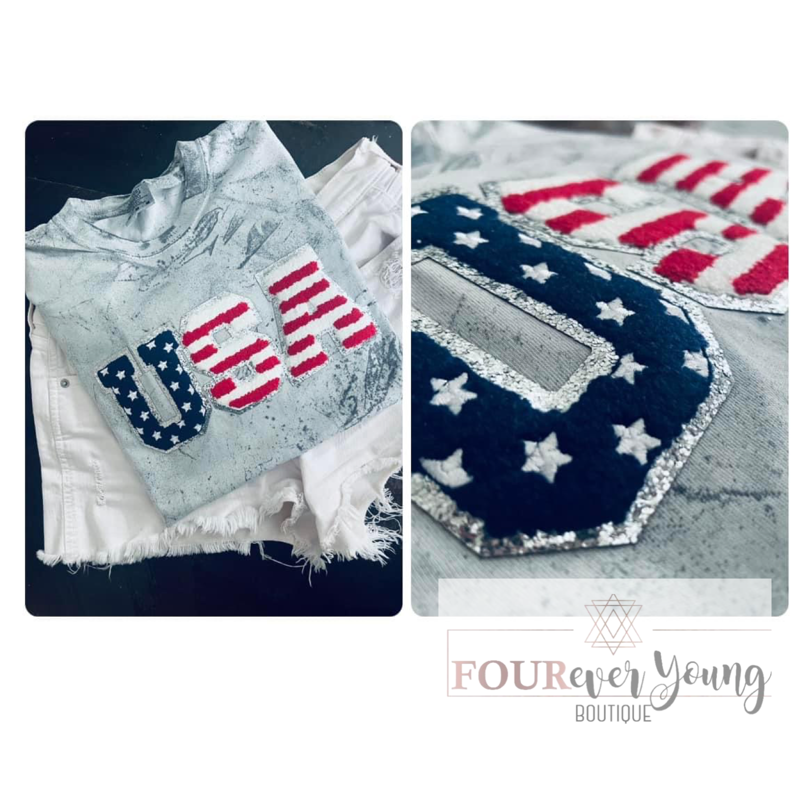 USA Chenille Patch Smoke Colorblast T-Shirt