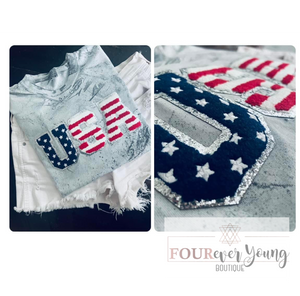 USA Chenille Patch Smoke Colorblast T-Shirt