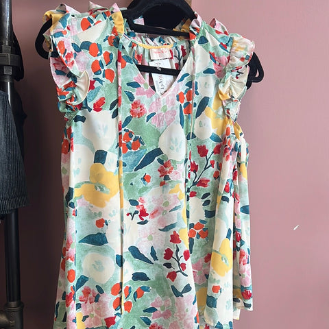 2367 Green Floral Top
