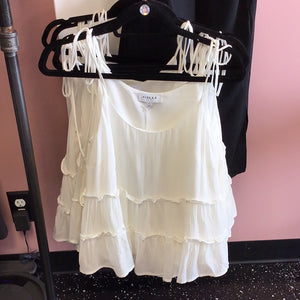 2382 White Tied String Tiered Top