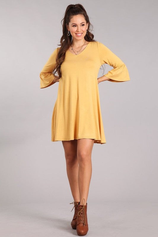 Mustard V-Neck Dress