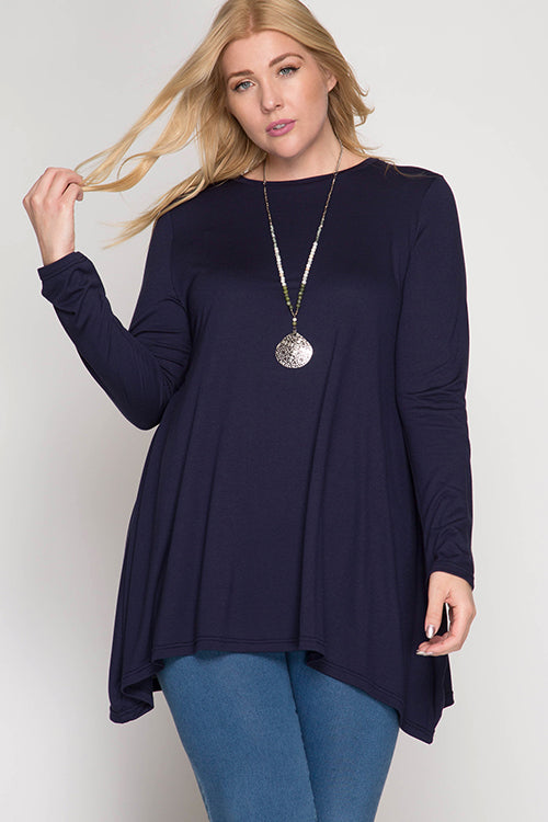 Navy Long Sleeve Tunic Shirt P