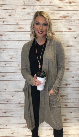 308 Beige Brushed Hacci Cardigan
