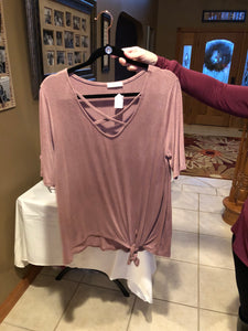 69 Dusty Lavender Short Sleeve Front Straps W/ Side Tie P