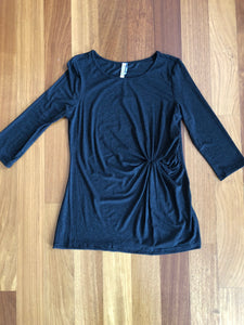 Charcoal 3/4 Sleeve Pleated Detail Tunic