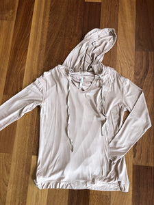 7 Beige Long Sleeve Hooded Top
