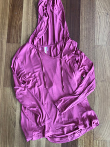 Raspberry Long Sleeve Hooded Top