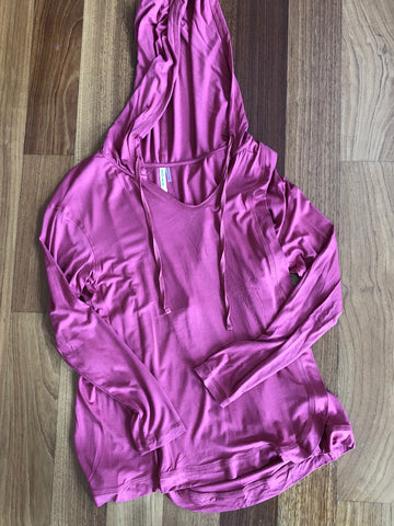 Raspberry Long Sleeve Hooded Top