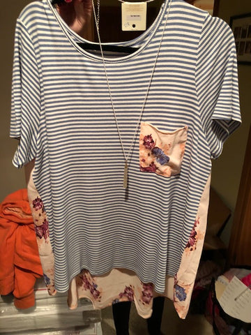 Denim Stripe W/ Floral Back