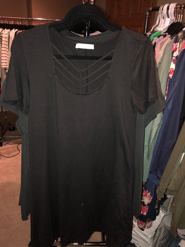 22 Black Cross Front Short Sleeve Dress