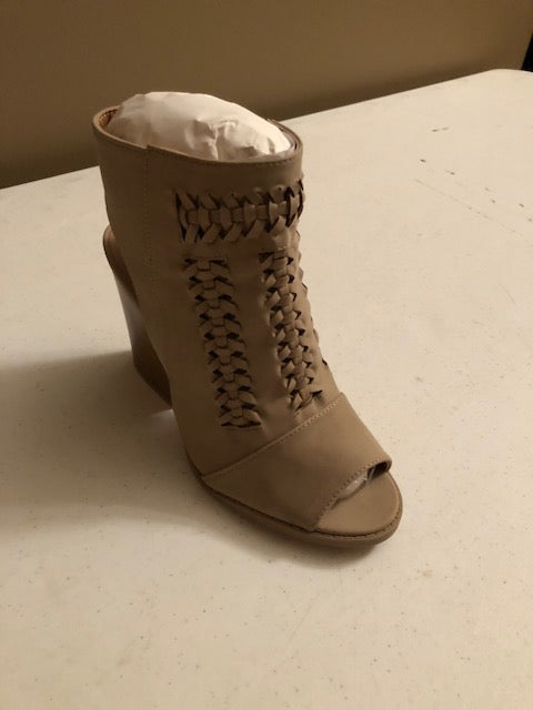 Taupe Distress Peep Toe Bootie