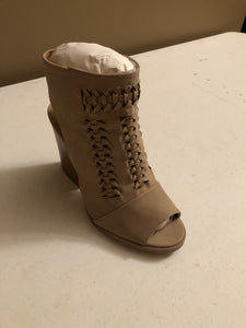 Taupe Distress Peep Toe Bootie