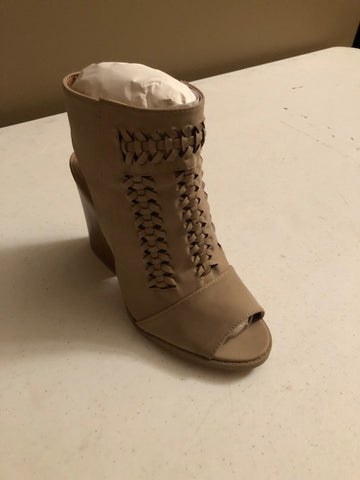 Taupe Distress Peep Toe Bootie