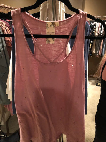 Mauve Distressed Tank Top