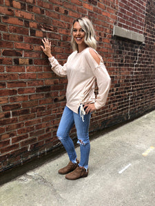 98 Tan Sweatshirt W/ Side Ties