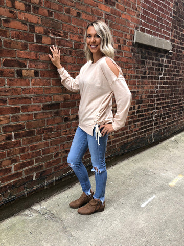 98 Tan Sweatshirt W/ Side Ties