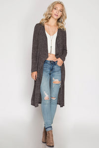 Black Long Sleeve Open Cardigan