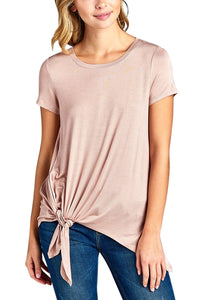 Peach Short Sleeve W/ Side Knot Shirt