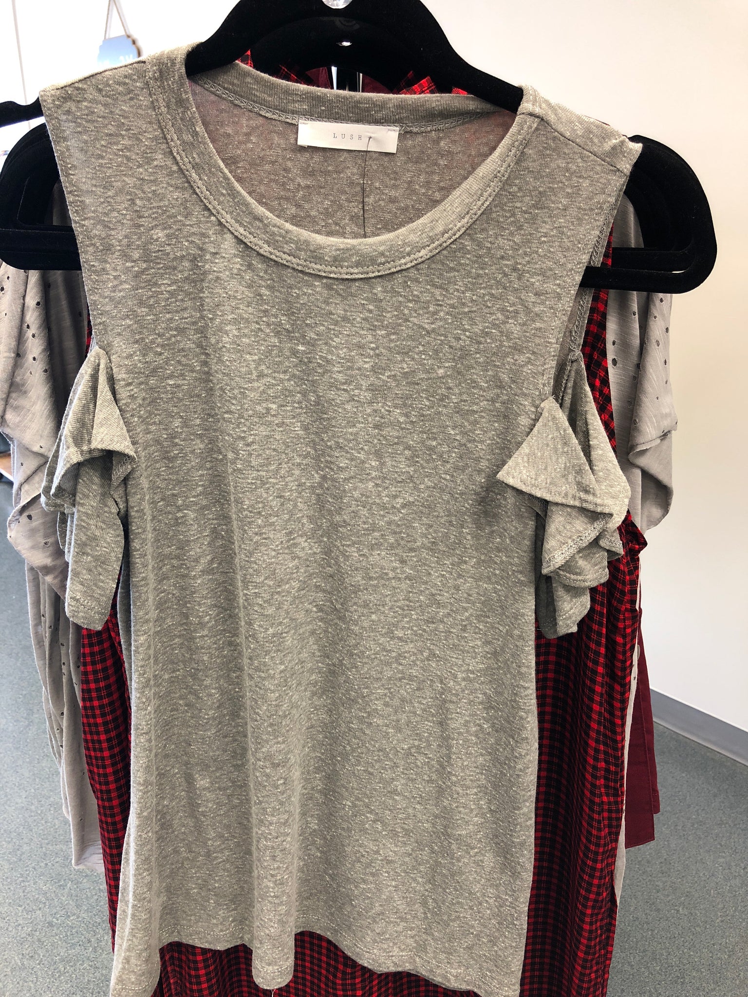 68 Olive Cold Shoulder Top