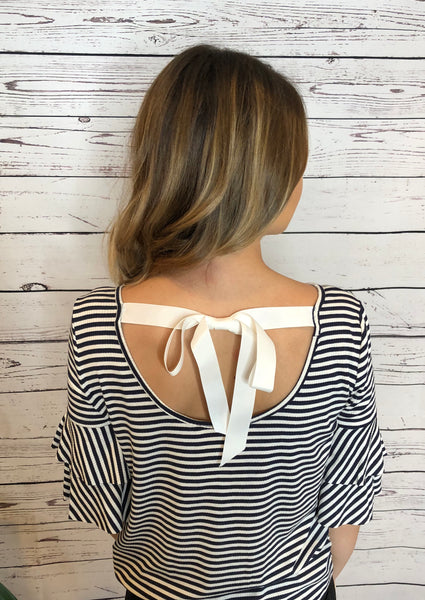Navy & White Stripe Tie Back