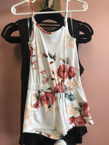 743 Girls Ivory Floral Romper