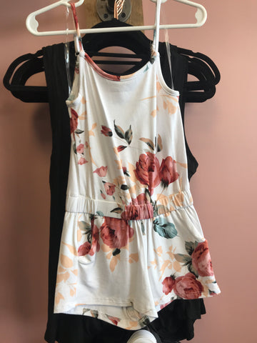 743 Girls Ivory Floral Romper