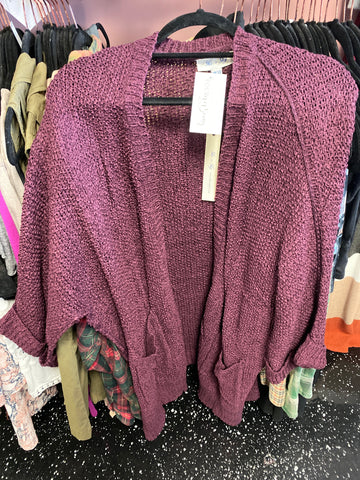 1027 Eggplant Cardigan
