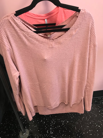 855 Rose Waffled Long Sleeve