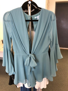 Slate Romper W/ Front Tie