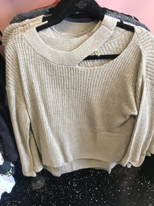 816 Taupe Off Shoulder Sweater