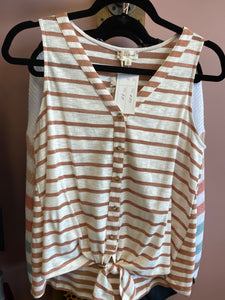 1183 Rose Striped button tank