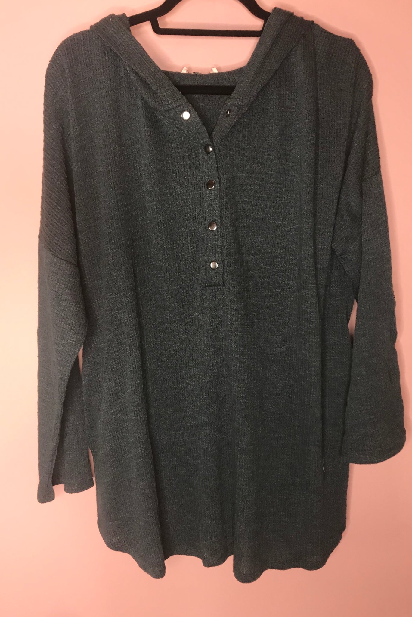 Teal Button Down Hoodie