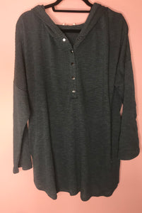 Teal Button Down Hoodie