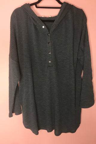 Teal Button Down Hoodie