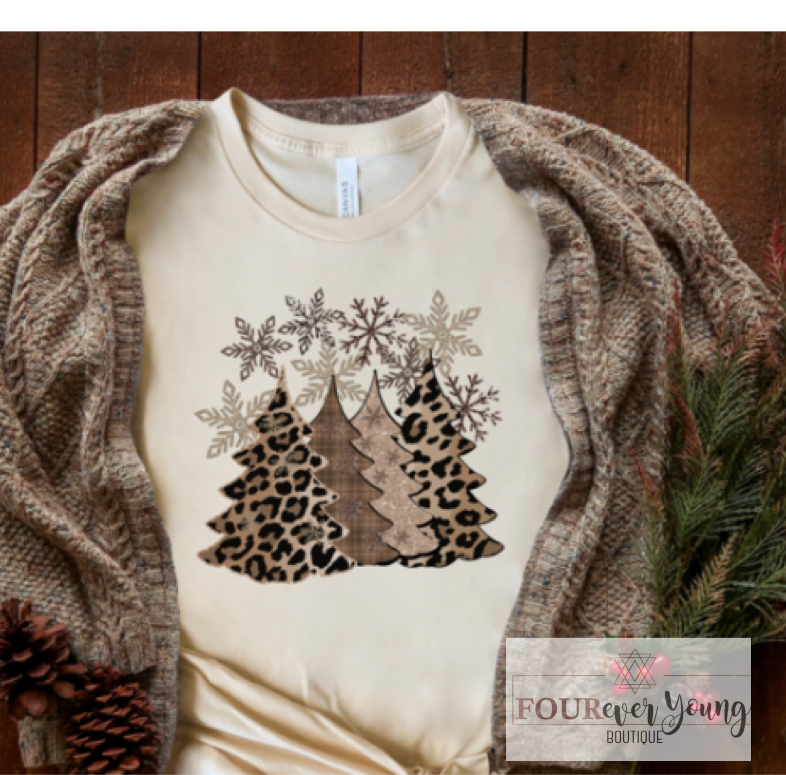 Leopard Christmas Trees Graphic Tee