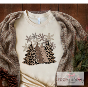 Leopard Christmas Trees Graphic Tee