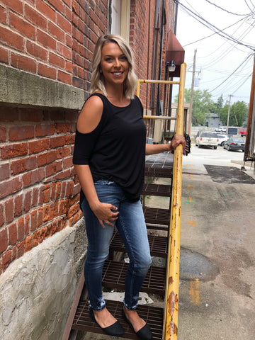 20 Black Cold Shoulder Top