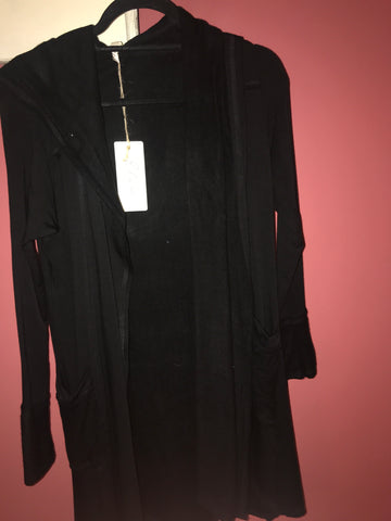 892 Elan Black Hooded Cardigan