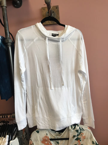 787 White Cutout Back Hoodie