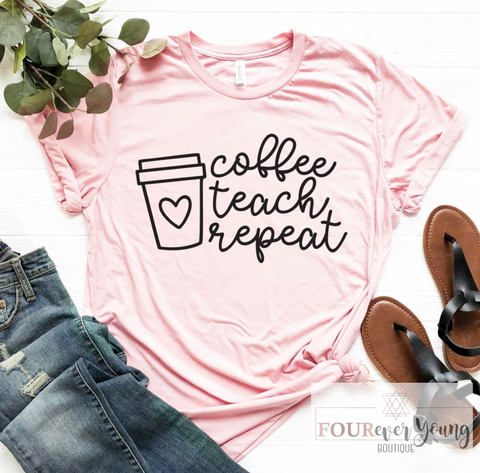 Coffee Teach Repeat Graphic Tee