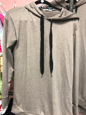 223 Mocha sweatshirt with black strings