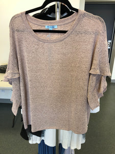 Oatmeal Ruffle Sleeve Top