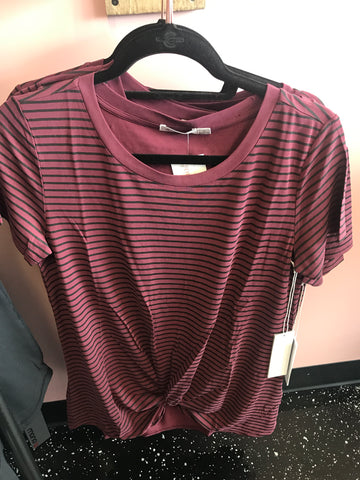 828 Burgundy stripe twist bottom top