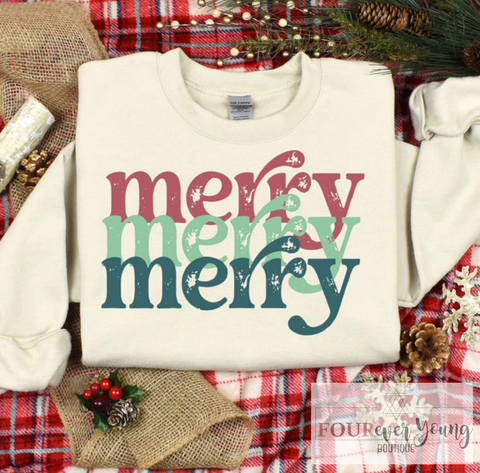 Sand (as pictured) Merry Merry Merry Graphic Crew Sweatshirt